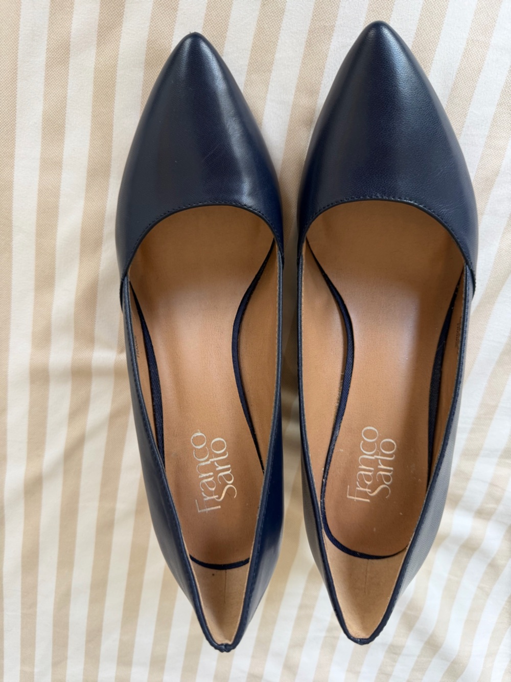Franco Sarto Women's Navy Leather Wedge Pumps
